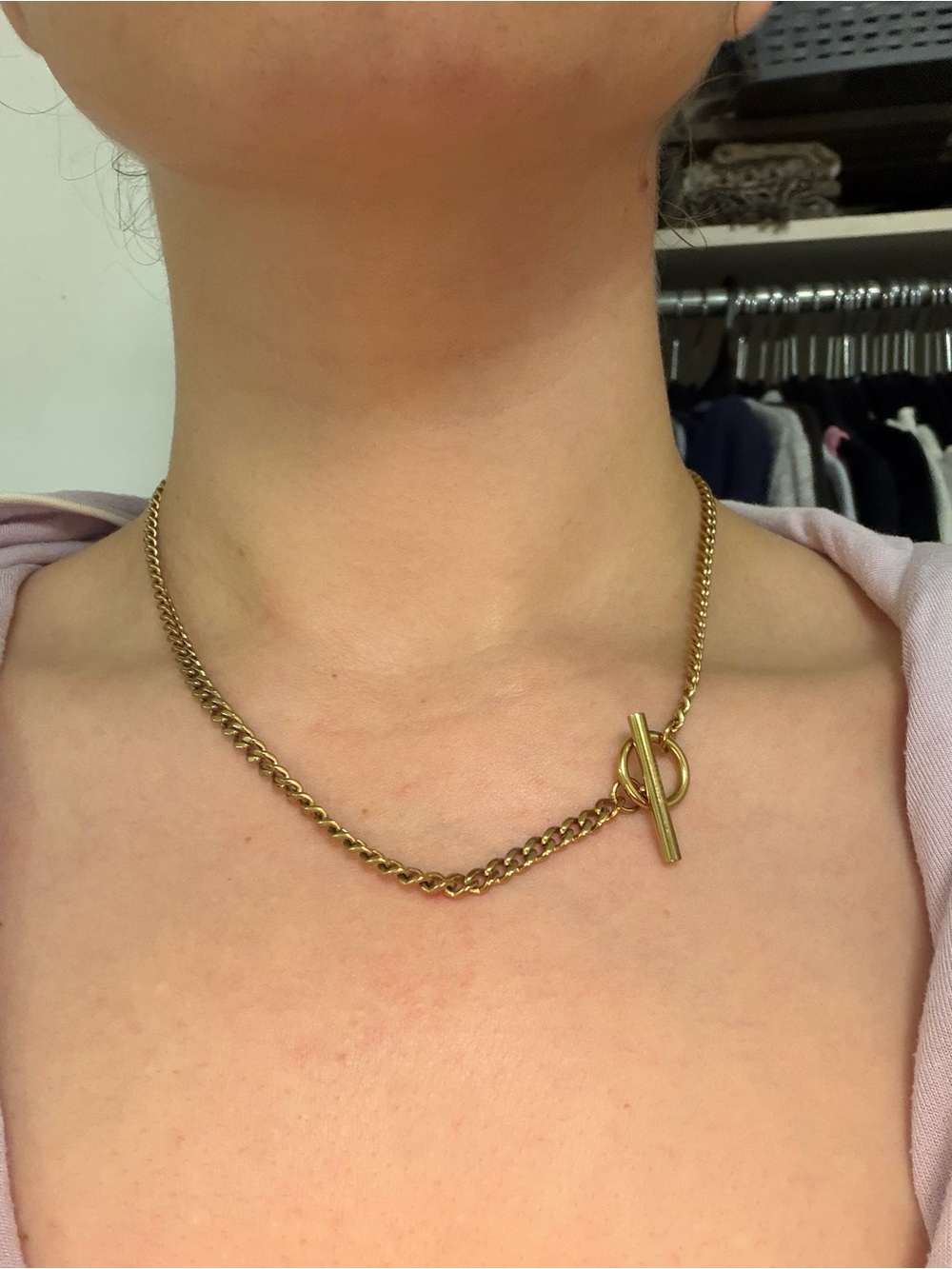Vitaly Halo Necklace Gold-Tone Toggle Chain Necklace